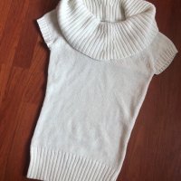Плетено бяло поло с къс ръкав Terranova, снимка 1 - Блузи с дълъг ръкав и пуловери - 31056095