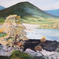 Голяма картина Планински пейзаж на К.Д. маслени бои, снимка 6 - Картини - 44432050
