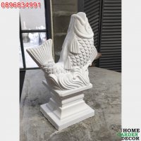 Статуя Риба от бетон - бял цвят, снимка 4 - Градински мебели, декорация  - 37094306