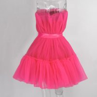  Официална Розова рокля с тюл Кендал Avin Alessa Cliche бал кръщене prom , снимка 6 - Рокли - 27432278