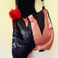 #Асиметрична #дамска #чанта от #естествена #кожа + #подарък! Ръчна изработка!, снимка 1 - Чанти - 33690464