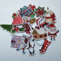 Дизайнерски скрапбук стикери Santa is here 19 бр - V078, снимка 2 - Други - 42467716