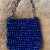 Синя плетена чанта, снимка 1 - Чанти - 44245399