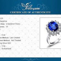 Изящен сребърен пръстен със син сапфир, снимка 4 - Пръстени - 30531268