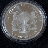Чад 2023 - 1 OZ - 5000 франка CFA - Бик и Мечка – Сребърна монета, снимка 3 - Нумизматика и бонистика - 44751005
