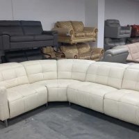 Кремав кожен ъглов диван "Marmount" с електрически релакс механизъм, снимка 12 - Дивани и мека мебел - 40271044