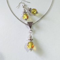Разкошни обеци с Кехлибар и красиви медальони в цвят сребро, снимка 8 - Обеци - 40725314