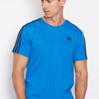  adidas blue Essential 3 Stripe - страхотна мъжка тениска, снимка 1 - Тениски - 37452857