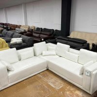 Бял кожен ъглов диван "Odyssey" - естествена кожа, снимка 1 - Дивани и мека мебел - 39944562