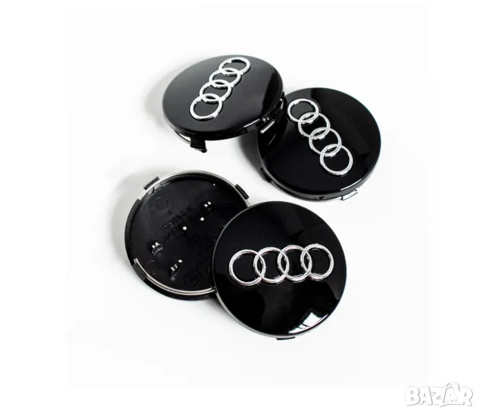 60 мм Черни Централни Капачки за Джанти Audi 4 броя , снимка 1