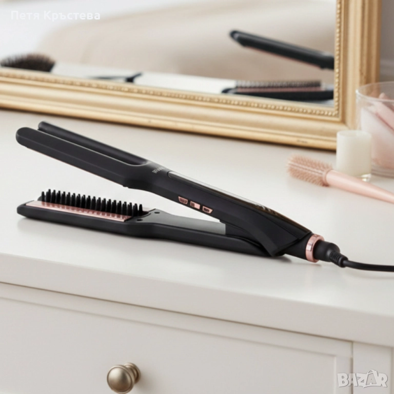 Преса за изправяне на коса с вграден насочващ гребен Muhler MHS-777, снимка 1