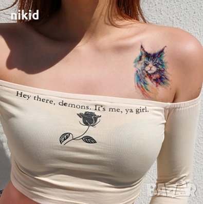 Коте пъстри шарки малка временна татуировка татос татус Tattoo, снимка 1