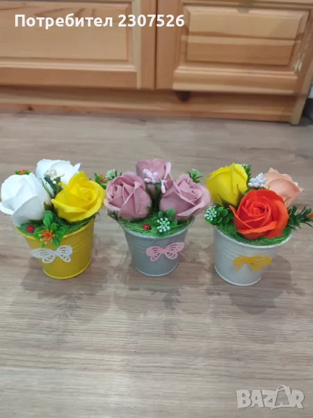 Пластични сапунени рози , снимка 1