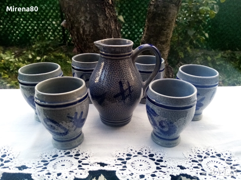 Сервиз за вино - немска солна керамика , снимка 1