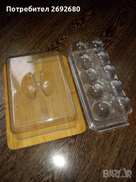 Поставка за яйца за хладилник/дървен поднос с капак, снимка 1