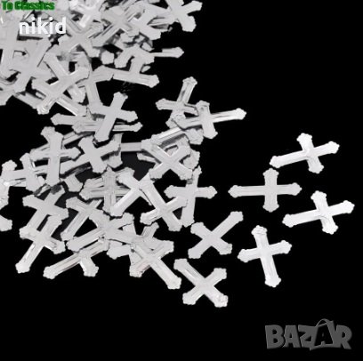 50 бр кръст кръста кръстчета фолио за декорация крафт картички ръчна изработка свещи кръщене и др, снимка 1