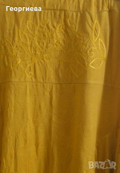 Ефектна асиметрична пола в цвят горчица, снимка 1