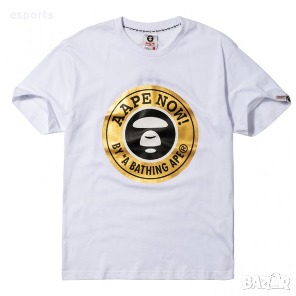 Тениска AAPE Now by A Bathing Ape (BAPE) - XL White Gold Foil бяла, снимка 1