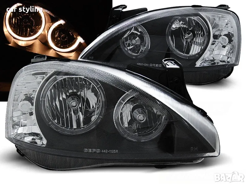 Фарове за Опел Корса Ц с ангелски очи (Opеl Corsa C Angel eyes)), снимка 1