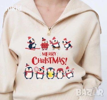 Лист Пингвини Коледни термо апликация картинка за дреха блуза чанта, снимка 1