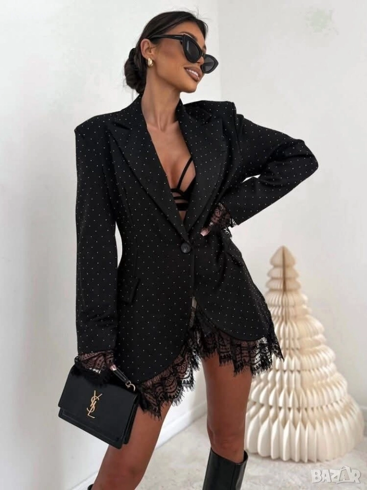 Дамско сако с камъни и дантела - три цвята - 72 лв., снимка 1