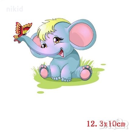 Сладко детско слонче щампа термо апликация картинка за дреха блуза чанта, снимка 1