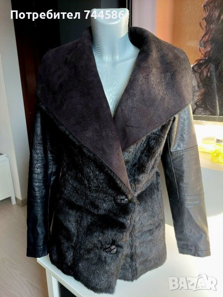 Дамско палто с косъм и кожа, снимка 1