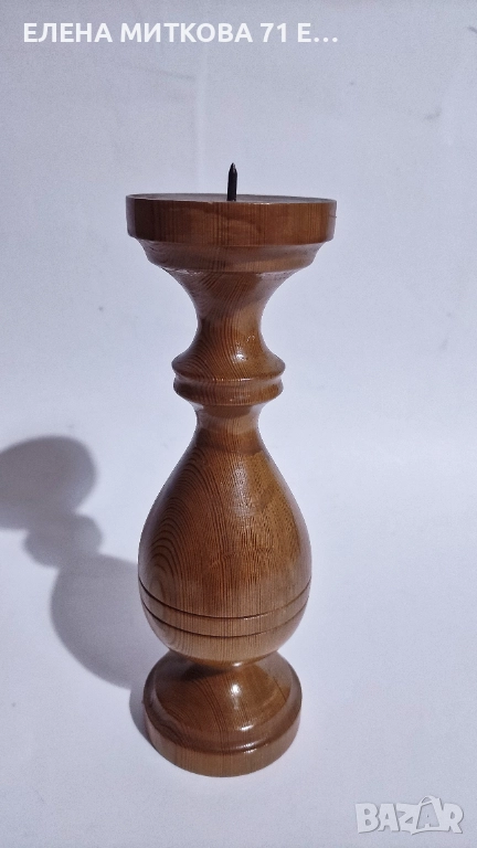 Свещник от дърво 22 см, снимка 1