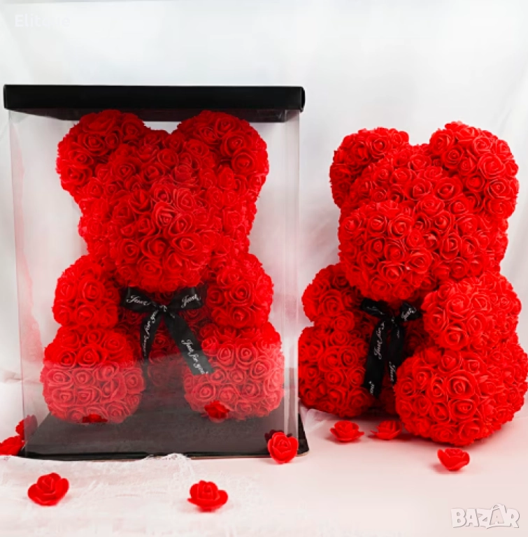 Мече изработено от рози с панделка , снимка 1