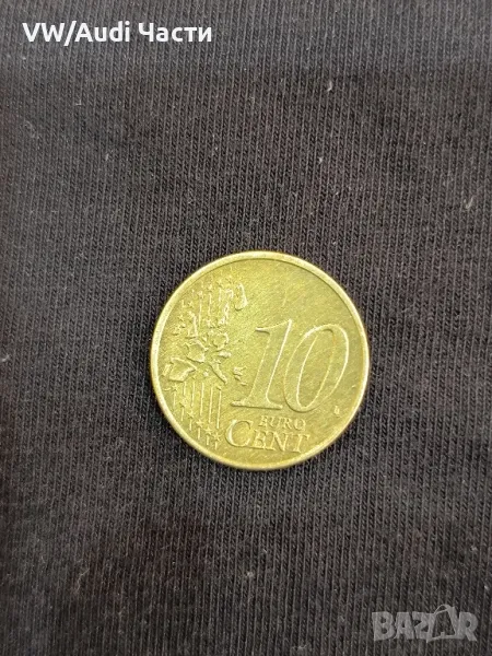 Монета 10 евро цента Германия 2002г. Бранденбургска врата / рядка минт / буква J , снимка 1