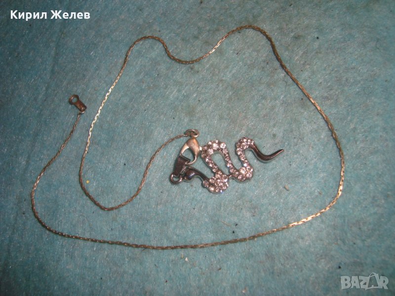ПОСРЕБРЕНО КРИСТАЛНО ЗМИЕВИДНО АРТ КОЛИЕ 27147, снимка 1