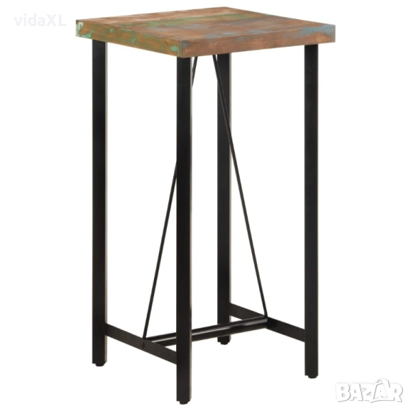 vidaXL Бар маса 55x55x107 см масивно регенерирано дърво и желязо（SKU:356372）, снимка 1