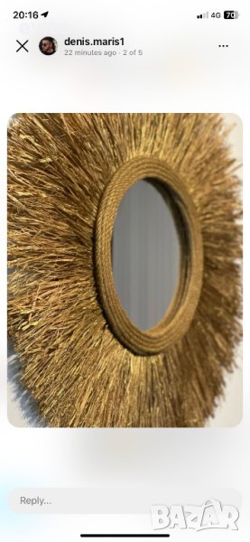 Екстравагантно огледало от рафия. Ръчна изработка! , снимка 1