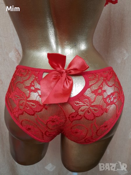 М Червена дантелена бикина с пандела , снимка 1