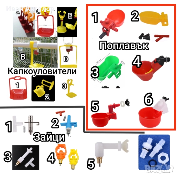 Поилки за птици зайци пъдпъдъци гълъби кокошки и др, снимка 1