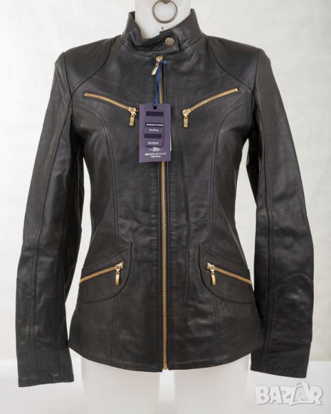 Черно кожено дамско яке марка Giorgio di Mare - S, снимка 1