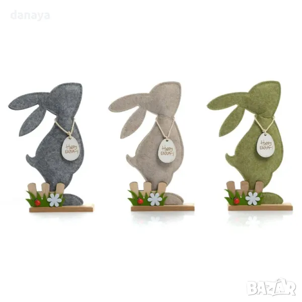 5795 Великденска декорация Филцово зайче на стойка, 24 см, снимка 1