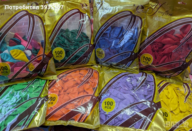 Балони 100 бр пакет - сини, червени,зелени,жълти, оранжеви, лилави, микс, розови, снимка 1