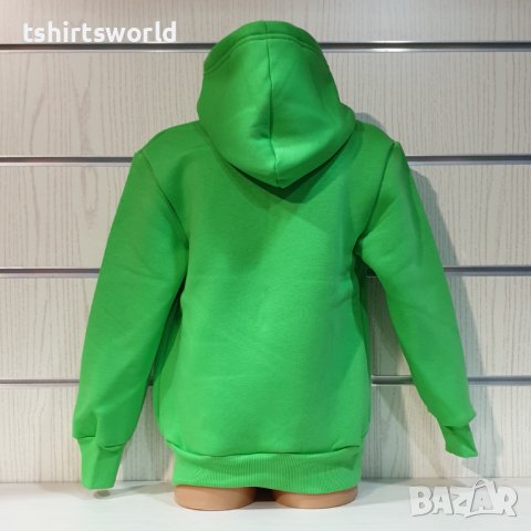 Нов детски изчистен суичър в зелен цвят с качулка, снимка 3 - Детски анцузи и суичери - 38173852