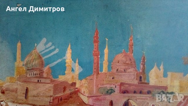 Стара картина акварел подписана , снимка 6 - Картини - 38924806