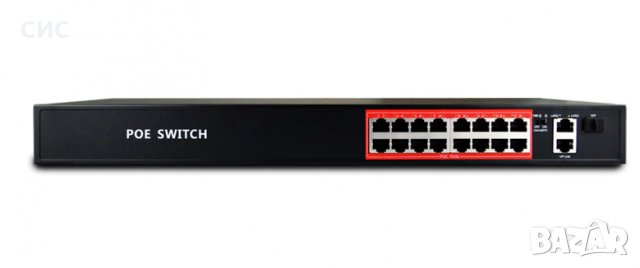 POE суич 16 порта + 2 порта uplink +1 SFP порт 13RM., снимка 1