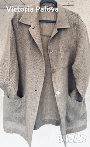 Минималистична риза- сако от груб лен в неутрален нюанс