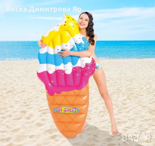 Надуваем дюшек във формата на сладолед, идеален аксесоар за летния сезон, снимка 3 - Водни спортове - 51235677