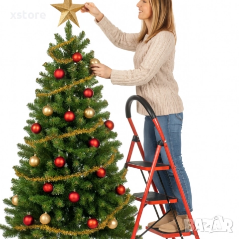 Лека сгъваема стълба – 3 Стъпала, до 150 кг, супер компактно прибиране, снимка 4 - Други стоки за дома - 52838413