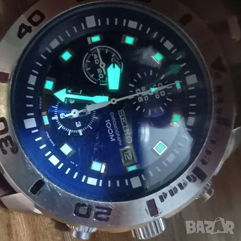 Seiko Chronograph 100M Blue Dial, снимка 11 - Мъжки - 56047406