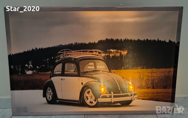 Светеща картина с LED осветление - VW beetle , снимка 2 - Картини - 49690575