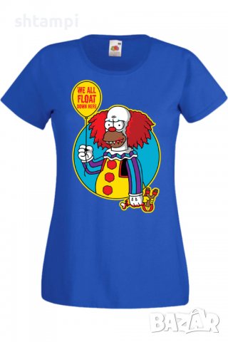Дамска тениска The Simpsons Krusty The Clown Pennywise 02,Halloween,Хелоуин,Празник,Забавление,Изнен, снимка 4 - Тениски - 38149801