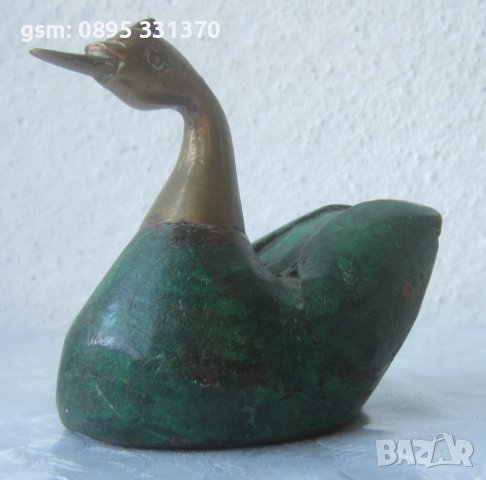 патка бронз и дърво, антика птица, снимка 12 - Статуетки - 40211635