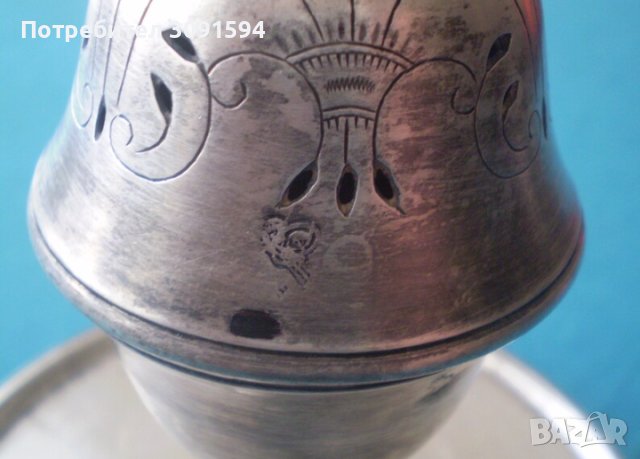 Радка колекционерска Османска турска ислямска сребърна кадилница с надпис  и рибена кост , снимка 13 - Антикварни и старинни предмети - 44324886