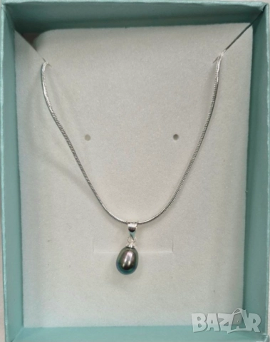 Синджир с една естествена перла със сертификат, снимка 2 - Колиета, медальони, синджири - 22460507